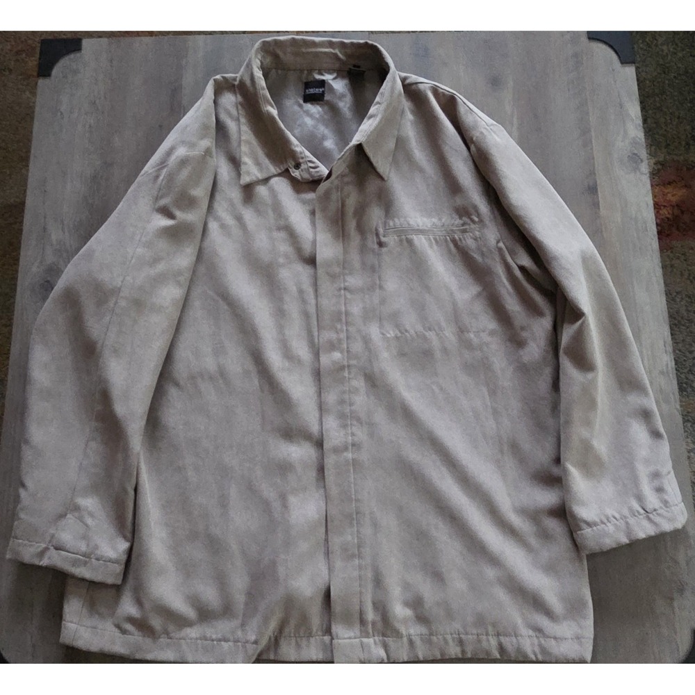 Slates A Dockers Brand Tan Faux Suede Snap Up Lined Jacket Men 2XL